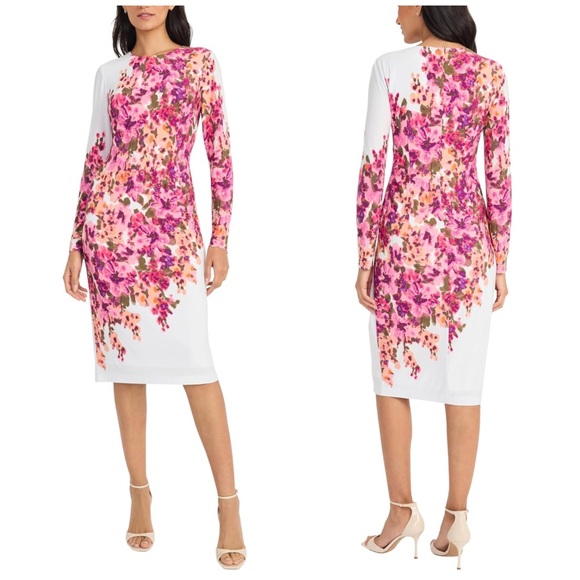 Maggy London Dresses & Skirts - Maggy London Angelica Floral Midi Long Sleeve Occasion Evening Dress